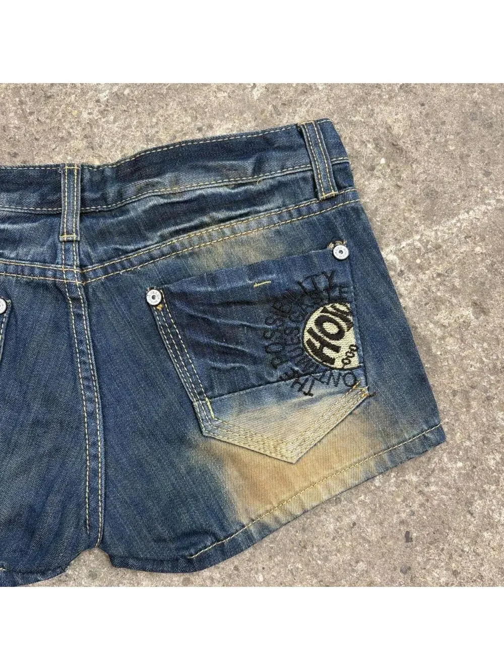 Vintage Y2K Low Rise Denim Micro Shorts Dirt Wash
